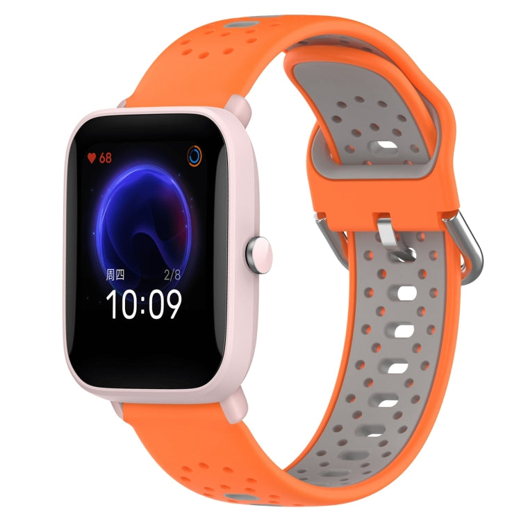 For Amazfit Pop Pro 20mm Breathable Two-Color Silicone Watch Band(Orange+Grey) - Watch Bands by PMC TechLife | Online Shopping South Africa | PMC TechLife