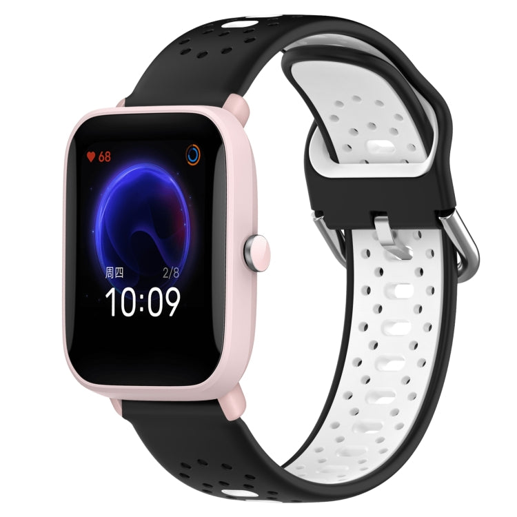 For Amazfit Pop Pro 20mm Breathable Two-Color Silicone Watch Band(Black+White) - Watch Bands by PMC TechLife | Online Shopping South Africa | PMC TechLife