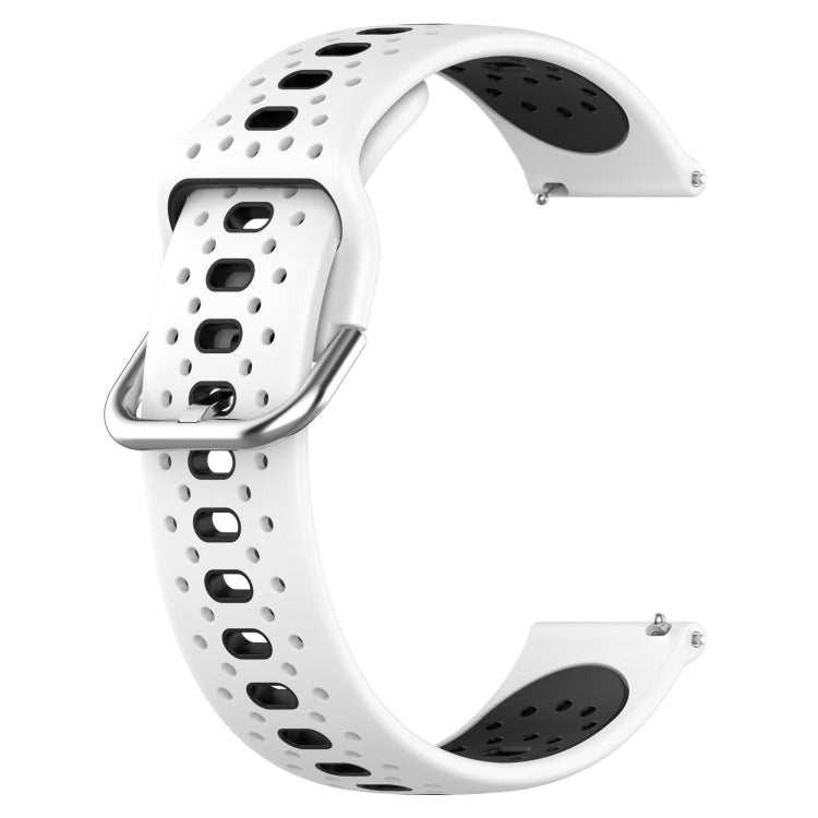 For Amazfit Pop 20mm Breathable Two-Color Silicone Watch Band(White+Black) - Watch Bands by PMC Jewellery | Online Shopping South Africa | PMC Jewellery