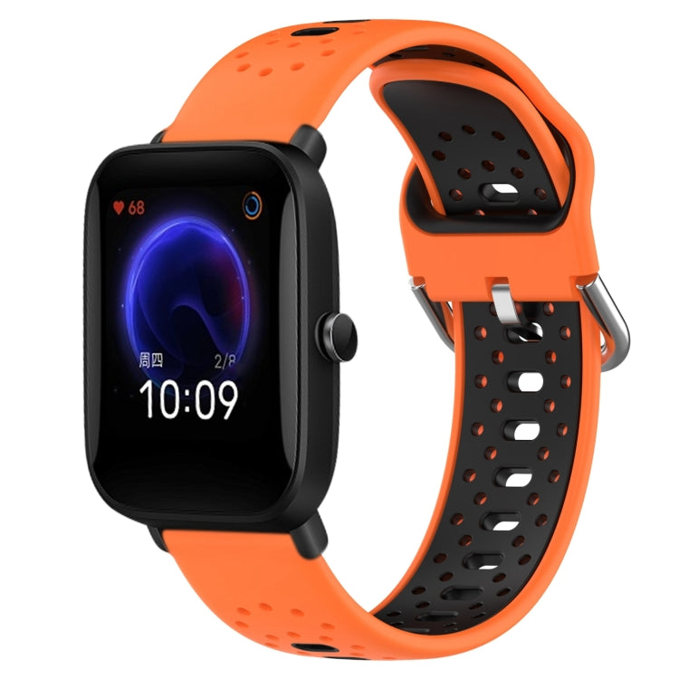 For Amazfit Pop 20mm Breathable Two-Color Silicone Watch Band(Orange+Black) - Watch Bands by PMC TechLife | Online Shopping South Africa | PMC TechLife