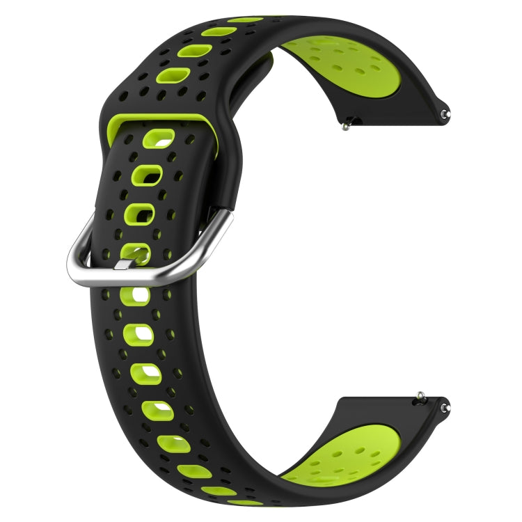 For Amazfit Pop 20mm Breathable Two-Color Silicone Watch Band(Black+Lime Green) - Watch Bands by PMC TechLife | Online Shopping South Africa | PMC TechLife