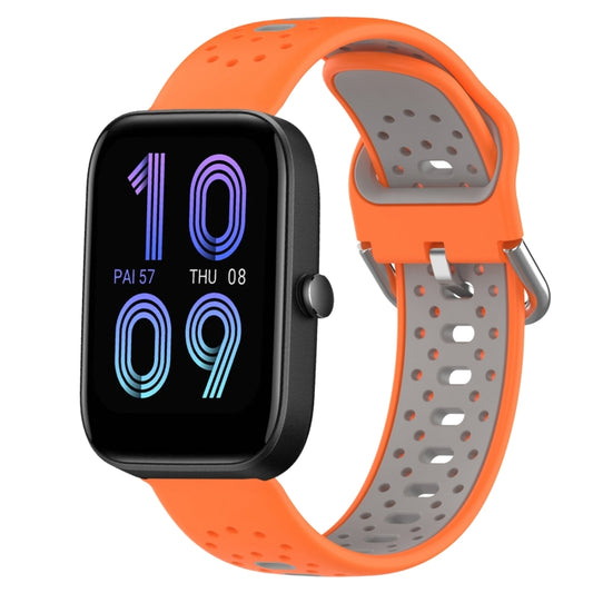 For Amazfit Bip3 20mm Breathable Two-Color Silicone Watch Band(Orange+Grey) - Watch Bands by PMC Jewellery | Online Shopping South Africa | PMC Jewellery