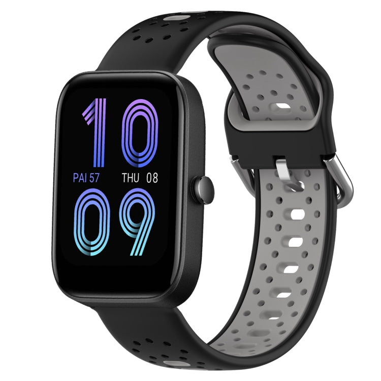 For Amazfit Bip3 20mm Breathable Two-Color Silicone Watch Band(Black+Grey) - Watch Bands by PMC TechLife | Online Shopping South Africa | PMC TechLife