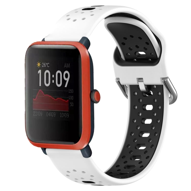 For Amazfit Bip 1S 20mm Breathable Two-Color Silicone Watch Band(White+Black) -  by PMC TechLife | Online Shopping South Africa | PMC TechLife