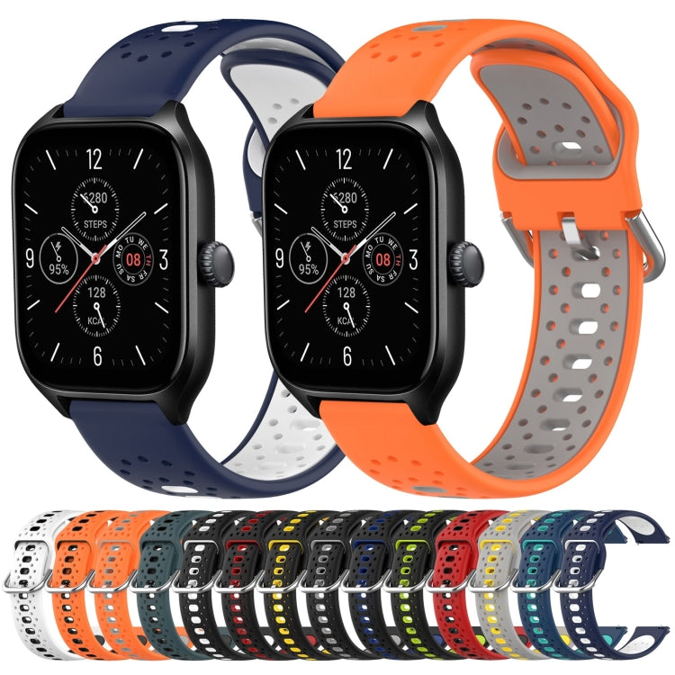 For Amazfit Bip3 20mm Breathable Two-Color Silicone Watch Band(Black+White) -  by PMC TechLife | Online Shopping South Africa | PMC TechLife