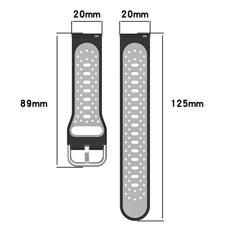 For Amazfit GTS 2 Mini 20mm Breathable Two-Color Silicone Watch Band(Black+White) - Watch Bands by PMC Jewellery | Online Shopping South Africa | PMC Jewellery