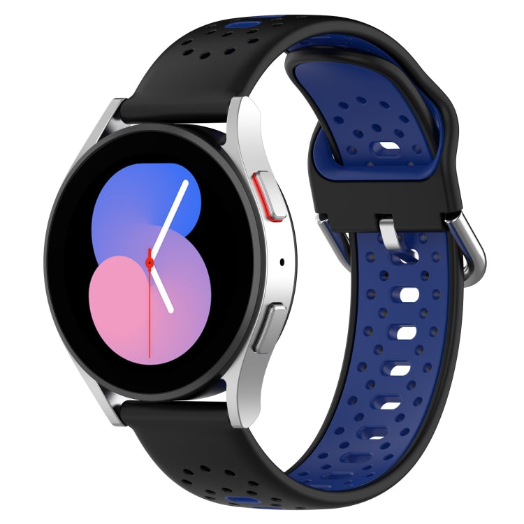 For Honor Watch ES 20mm Breathable Two-Color Silicone Watch Band(Black+Blue) - Watch Bands by PMC TechLife | Online Shopping South Africa | PMC TechLife