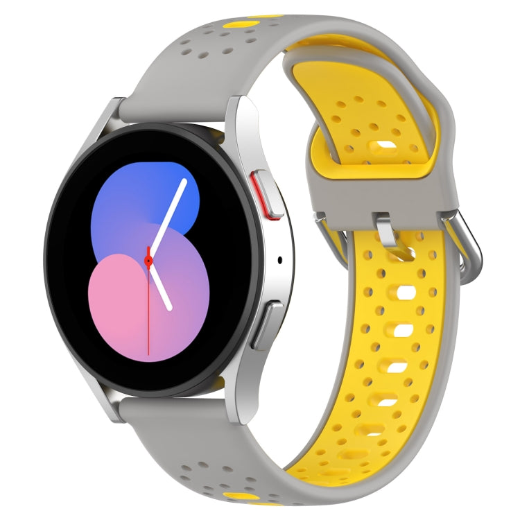 For Honor Magic Watch2 42mm 20mm Breathable Two-Color Silicone Watch Band(Grey+Yellow) - Watch Bands by PMC TechLife | Online Shopping South Africa | PMC TechLife