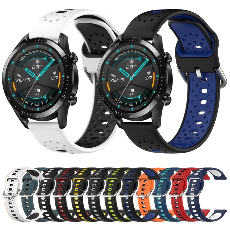 For Huawei Watch 2 20mm Breathable Two-Color Silicone Watch Band(Black+White) - Watch Bands by PMC TechLife | Online Shopping South Africa | PMC TechLife
