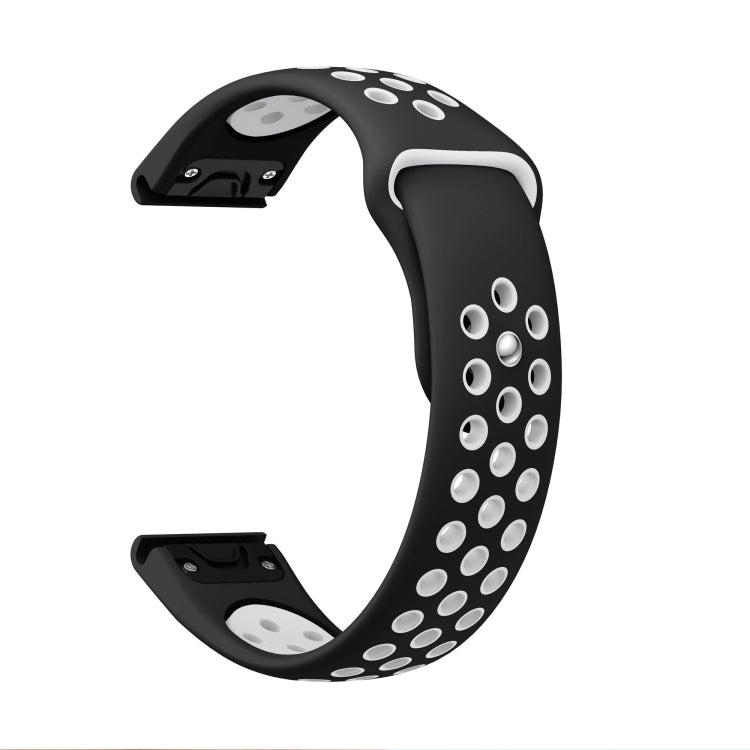 For Garmin MARQ Athlete Gen 2 22mm Sports Breathable Silicone Watch Band(Black+White) -  by PMC Jewellery | Online Shopping South Africa | PMC Jewellery