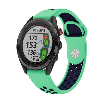 For Garmin Approach S62 22mm Sports Breathable Silicone Watch Band(Mint Green+Midnight Blue) -  by PMC Jewellery | Online Shopping South Africa | PMC Jewellery