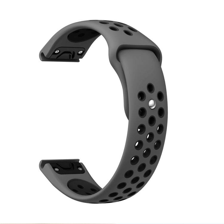 For Garmin Forerunner 945 22mm Sports Breathable Silicone Watch Band(Grey+Black) -  by PMC Jewellery | Online Shopping South Africa | PMC Jewellery