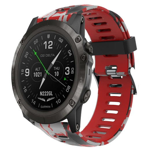 For Garmin D2 Delta PX 26mm Camouflage Printed Silicone Watch Band(Red+Army Camouflage) -  by PMC Jewellery | Online Shopping South Africa | PMC Jewellery