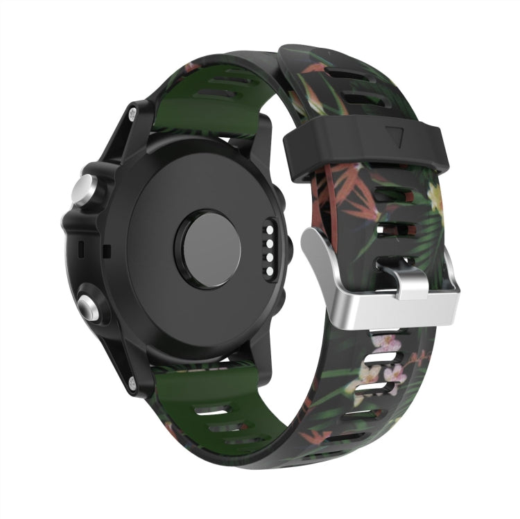 For Garmin Fenix 7X 26mm Camouflage Printed Silicone Watch Band(Army Green+Bamboo Camouflage) - Watch Bands by PMC Jewellery | Online Shopping South Africa | PMC Jewellery