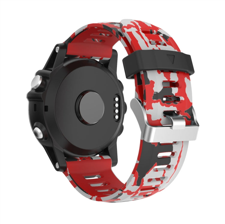 For Garmin Enduro 2 26mm Camouflage Printed Silicone Watch Band(Red+Army Camouflage) -  by PMC Jewellery | Online Shopping South Africa | PMC Jewellery