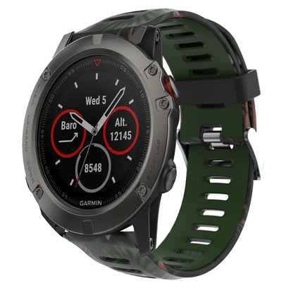 For Garmin Fenix 5X Sapphire 26mm Camouflage Printed Silicone Watch Band(Army Green+Bamboo Camouflage) -  by PMC Jewellery | Online Shopping South Africa | PMC Jewellery