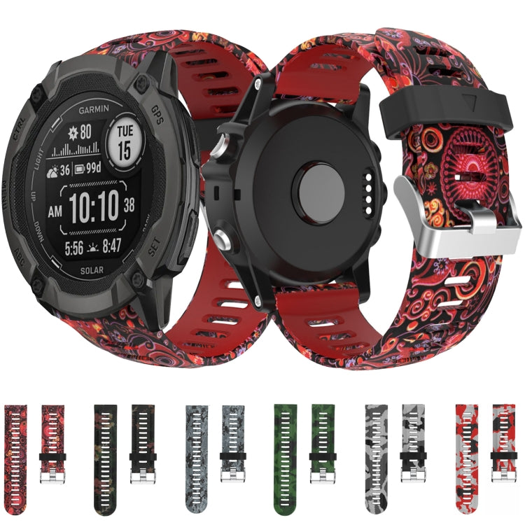 For Garmin Instinct 2X Solar 26mm Camouflage Printed Silicone Watch Band(Grey+Army Camouflage) -  by PMC TechLife | Online Shopping South Africa | PMC TechLife