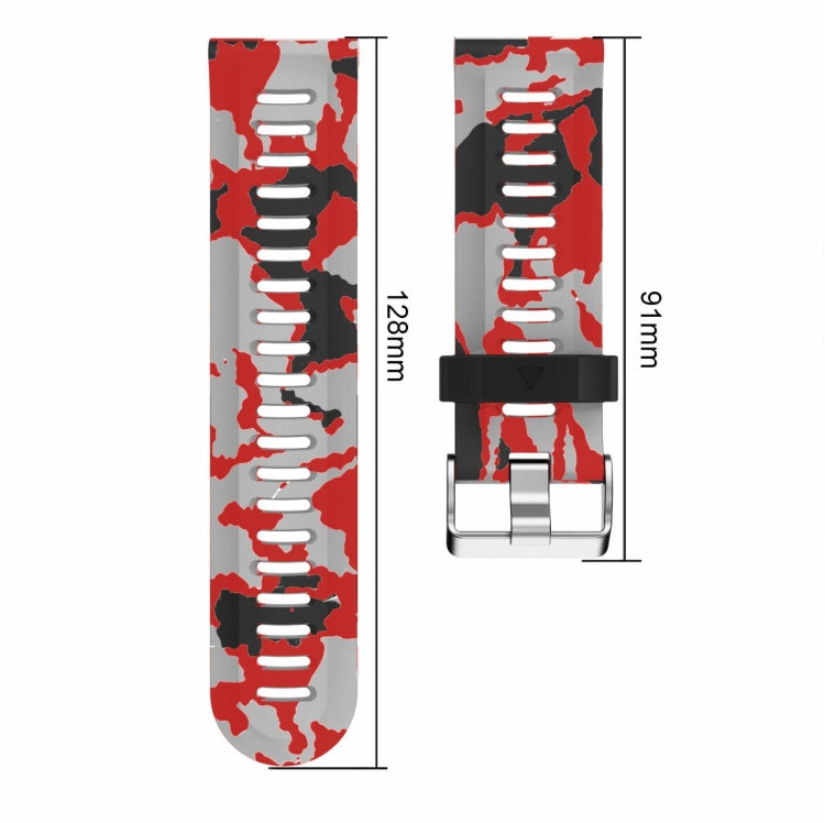 For Garmin Tactix 7 26mm Camouflage Printed Silicone Watch Band(Red+Army Camouflage) -  by PMC Jewellery | Online Shopping South Africa | PMC Jewellery