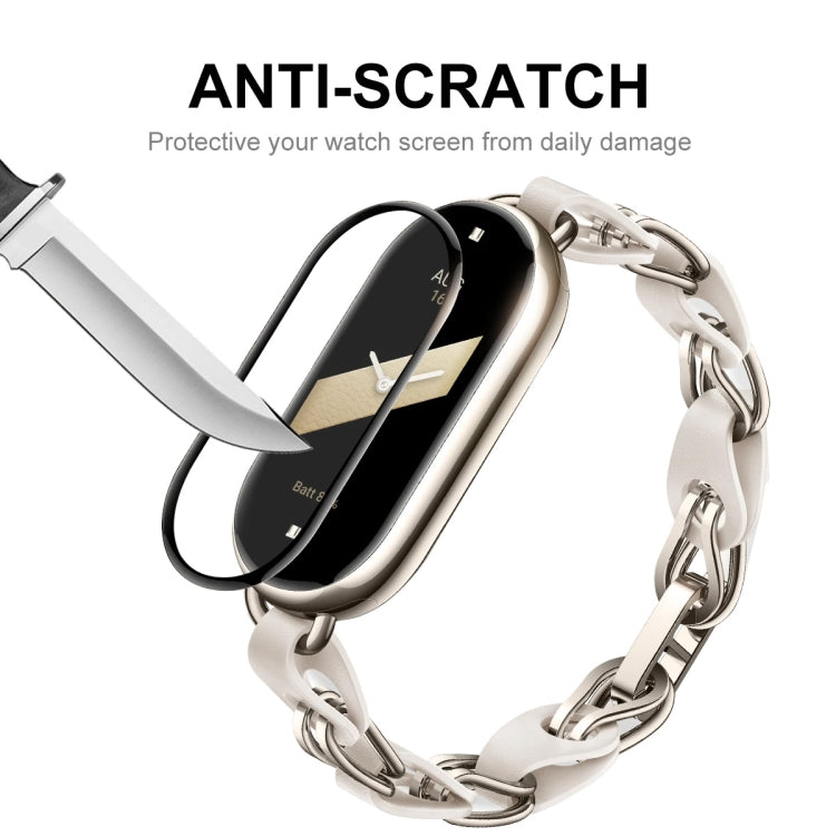 For Xiaomi Mi Band 8 ENKAY Hat-Prince 2 in 1 Set Full Coverage Screen Protector + Nylon Loop Watch Band(Rainbow+White) - Watch Bands by ENKAY | Online Shopping South Africa | PMC TechLife | Buy Now Pay Later Mobicred