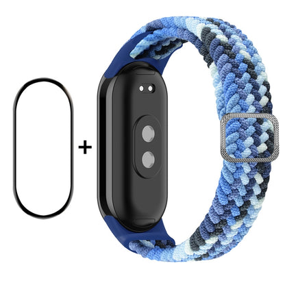 For Xiaomi Mi Band 8 ENKAY Hat-Prince 2 in 1 Set Full Coverage Screen Protector + Elastic Braided Nylon Watch Band(Colorful Blue) -  by ENKAY | Online Shopping South Africa | PMC Jewellery