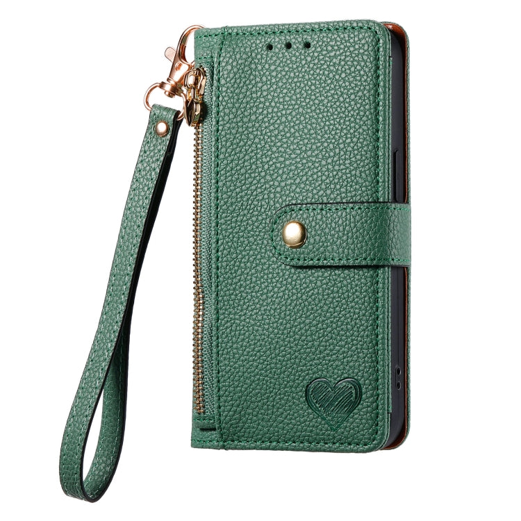 For iPhone 12 Pro Max Love Zipper Lanyard Leather Phone Case(Green) - free shipping - PMC TechLife - Order now!