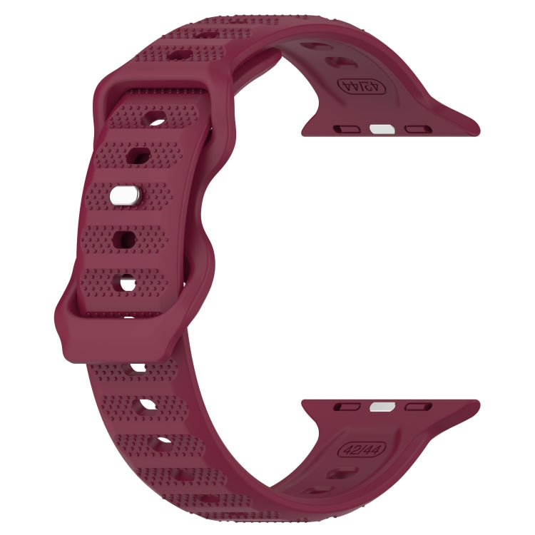 For Apple Watch 8 45mm Reverse Buckle Dot Texture Silicone Watch Band(Wine Red) - Watch Bands by PMC TechLife | Online Shopping South Africa | PMC TechLife