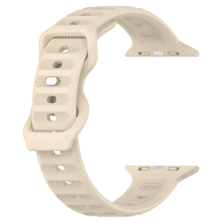 For Apple Watch 8 45mm Reverse Buckle Dot Texture Silicone Watch Band(Khaki) - Watch Bands by PMC TechLife | Online Shopping South Africa | PMC TechLife