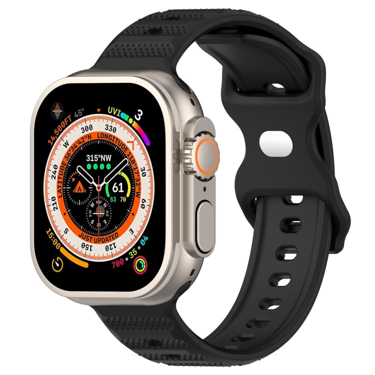 For Apple Watch 8 41mm Reverse Buckle Dot Texture Silicone Watch Band(Black) - Watch Bands by PMC Jewellery | Online Shopping South Africa | PMC Jewellery