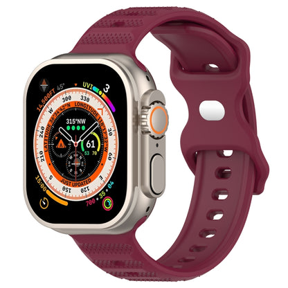 For Apple Watch 7 45mm Reverse Buckle Dot Texture Silicone Watch Band(Wine Red) - Watch Bands by PMC Jewellery | Online Shopping South Africa | PMC Jewellery