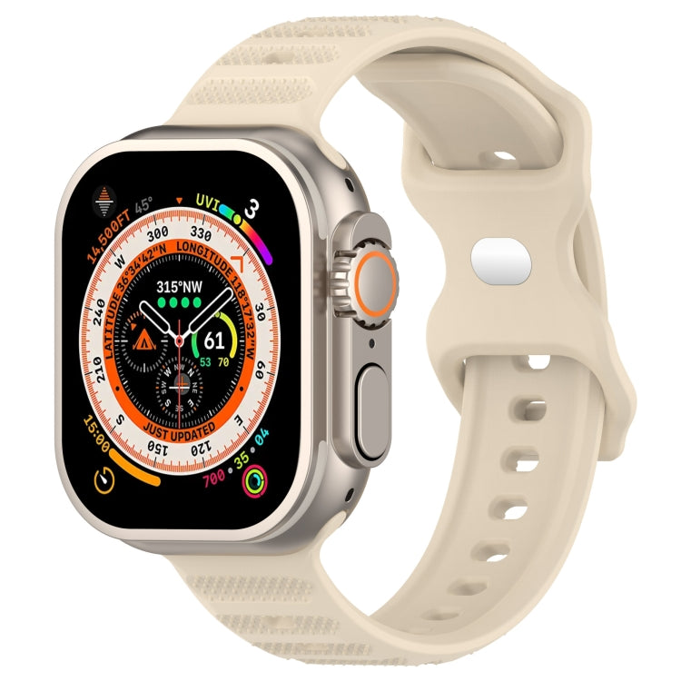 For Apple Watch 5 44mm Reverse Buckle Dot Texture Silicone Watch Band(Khaki) - Watch Bands by PMC TechLife | Online Shopping South Africa | PMC TechLife