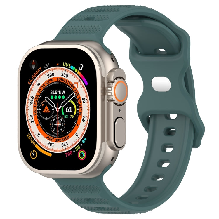 For Apple Watch 5 40mm Reverse Buckle Dot Texture Silicone Watch Band(Olive Green) - Watch Bands by PMC TechLife | Online Shopping South Africa | PMC TechLife
