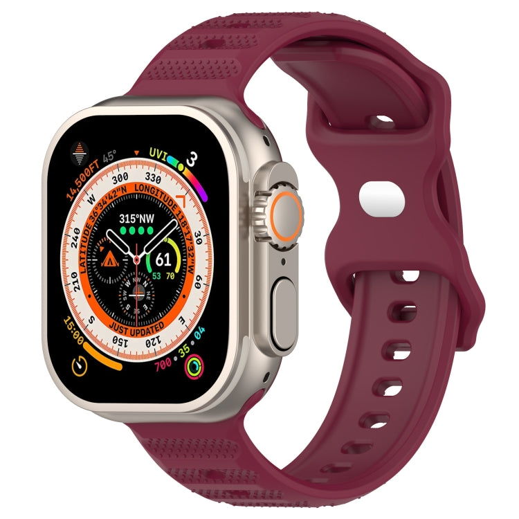 For Apple Watch 3 42mm Reverse Buckle Dot Texture Silicone Watch Band(Wine Red) - Watch Bands by PMC TechLife | Online Shopping South Africa | PMC TechLife