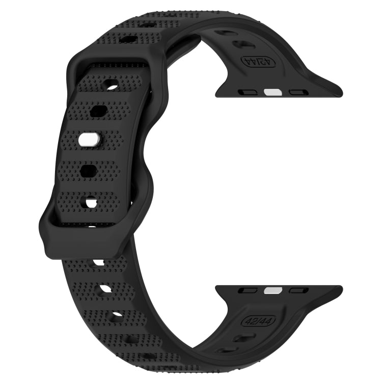 For Apple Watch 42mm Reverse Buckle Dot Texture Silicone Watch Band(Black) - Watch Bands by PMC TechLife | Online Shopping South Africa | PMC TechLife