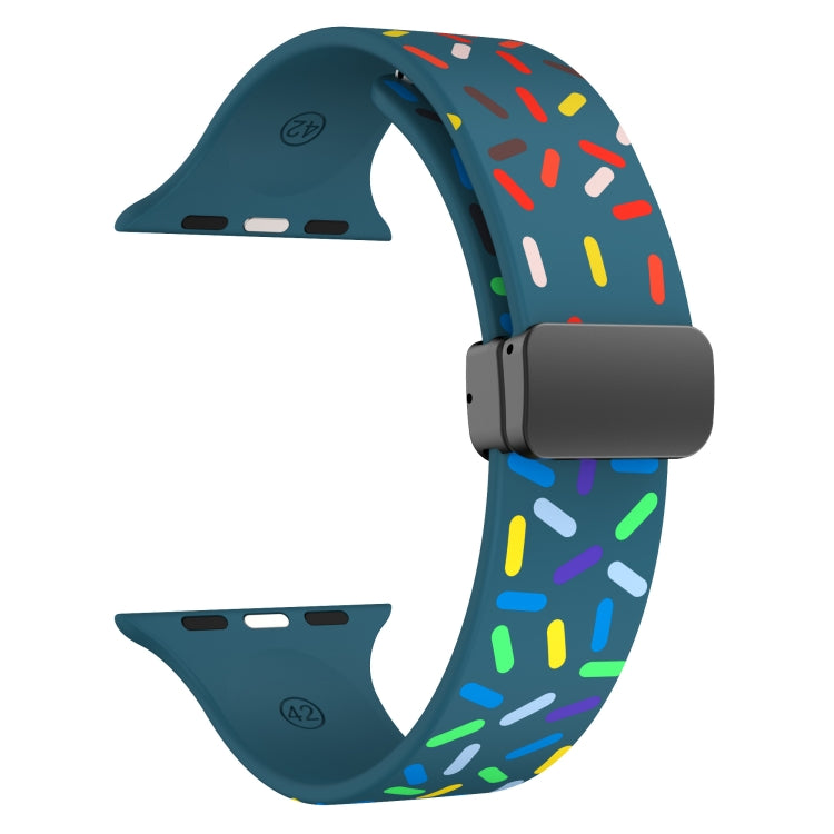 For Apple Watch 4 40mm Rainbow Dots Silicone Magnetic Black Buckle Watch Band(Blue) - Watch Bands by PMC Jewellery | Online Shopping South Africa | PMC Jewellery