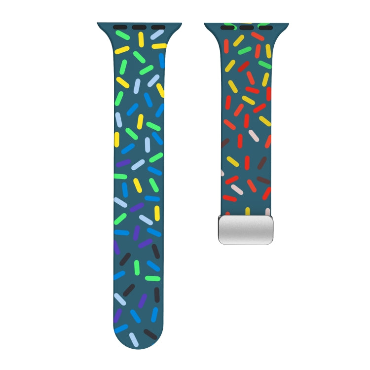 For Apple Watch 8 41mm Rainbow Dots Silicone Magnetic Buckle Watch Band(Blue) - Watch Bands by PMC TechLife | Online Shopping South Africa | PMC TechLife