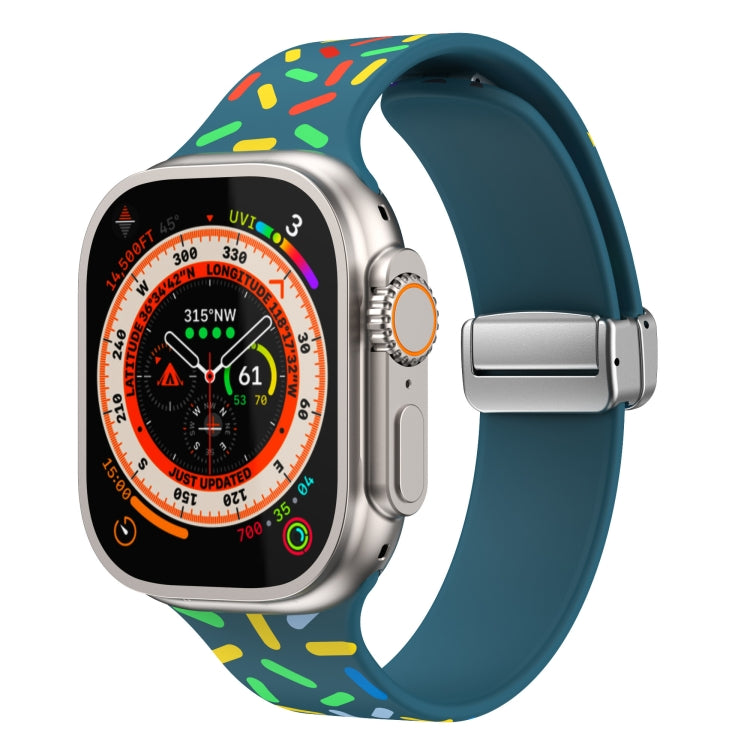 For Apple Watch 7 41mm Rainbow Dots Silicone Magnetic Buckle Watch Band(Blue) - Watch Bands by PMC TechLife | Online Shopping South Africa | PMC TechLife