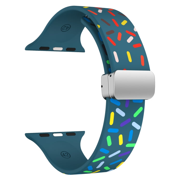 For Apple Watch 7 41mm Rainbow Dots Silicone Magnetic Buckle Watch Band(Blue) - Watch Bands by PMC TechLife | Online Shopping South Africa | PMC TechLife