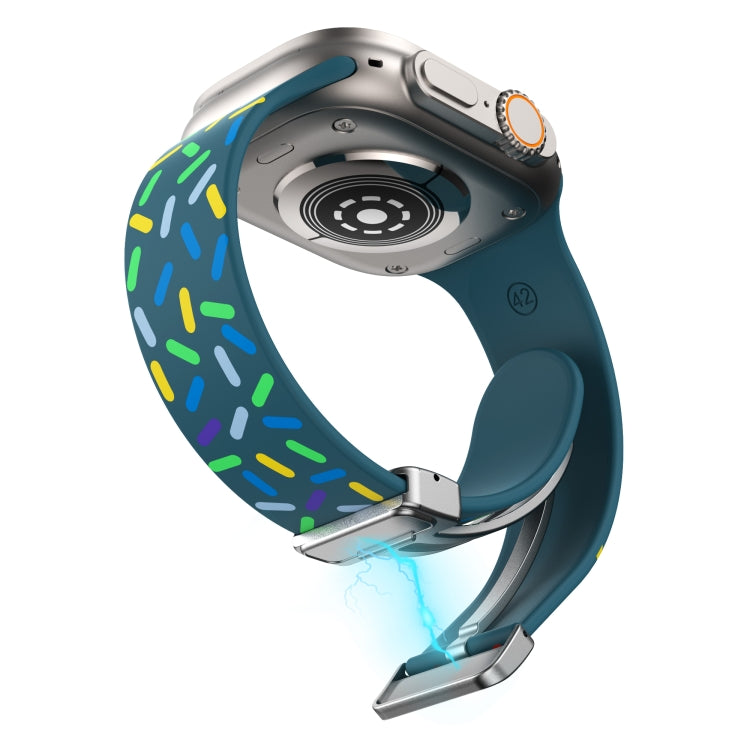For Apple Watch 2 38mm Rainbow Dots Silicone Magnetic Buckle Watch Band(Blue) - Watch Bands by PMC TechLife | Online Shopping South Africa | PMC TechLife