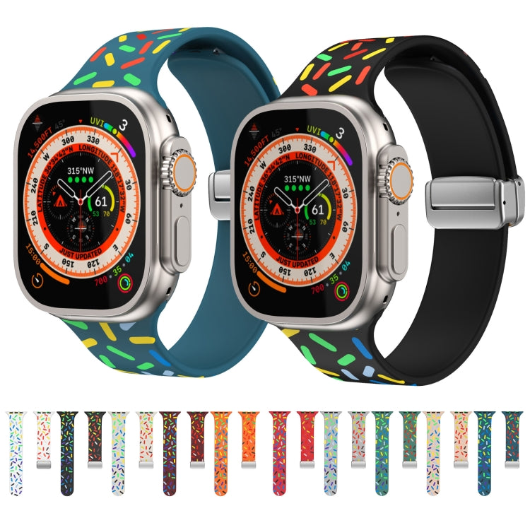 For Apple Watch 6 44mm Rainbow Dots Silicone Magnetic Buckle Watch Band(Blue) - Watch Bands by PMC TechLife | Online Shopping South Africa | PMC TechLife