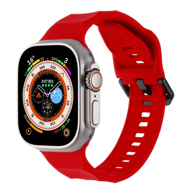 For Apple Watch 7 45mm Ripple Silicone Sports Watch Band(Red) - Watch Bands by PMC TechLife | Online Shopping South Africa | PMC TechLife