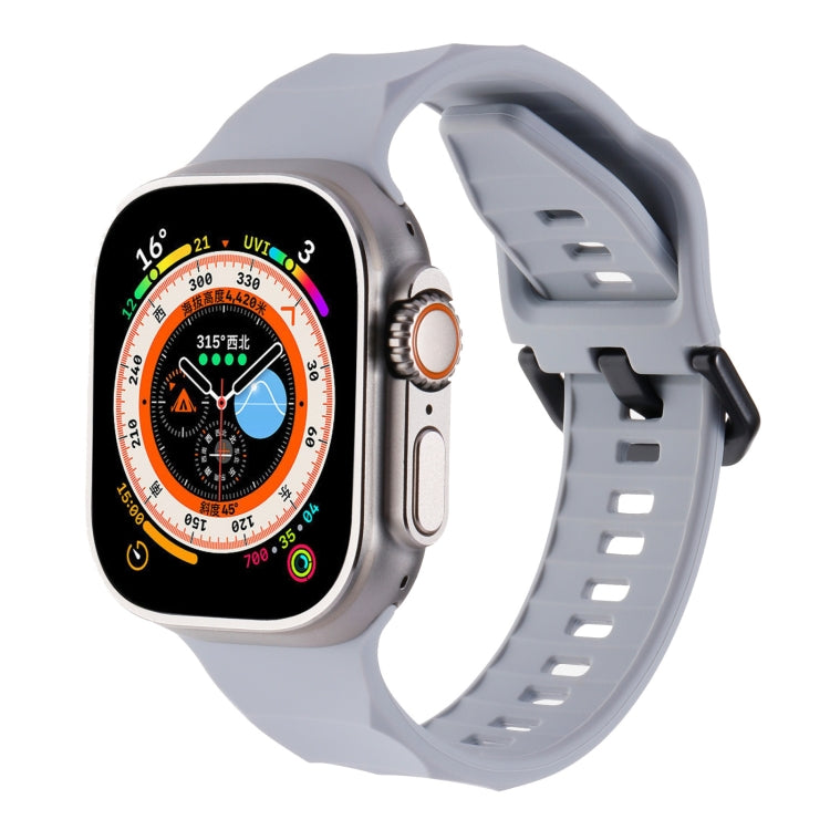 For Apple Watch 7 45mm Ripple Silicone Sports Watch Band(Light Grey) - Watch Bands by PMC TechLife | Online Shopping South Africa | PMC TechLife | Buy Now Pay Later Mobicred
