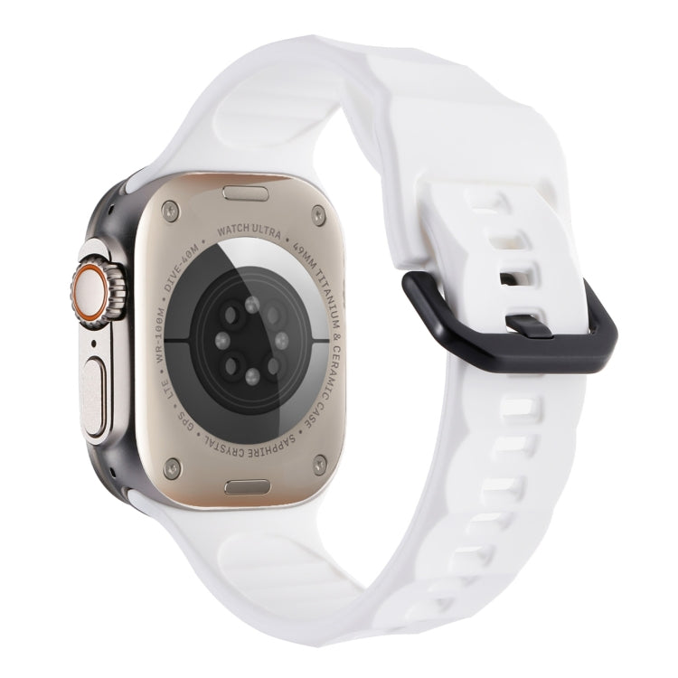 For Apple Watch SE 44mm Ripple Silicone Sports Watch Band(White) - Watch Bands by PMC TechLife | Online Shopping South Africa | PMC TechLife