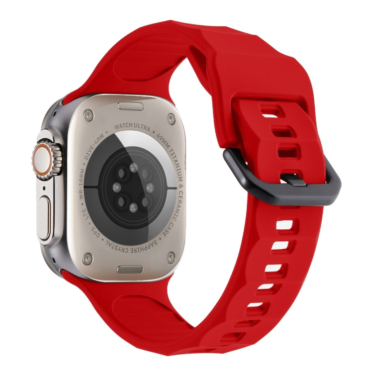 For Apple Watch 4 44mm Ripple Silicone Sports Watch Band(Red) - Watch Bands by PMC TechLife | Online Shopping South Africa | PMC TechLife