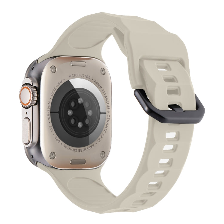 For Apple Watch 4 44mm Ripple Silicone Sports Watch Band(Starlight) - Watch Bands by PMC TechLife | Online Shopping South Africa | PMC TechLife