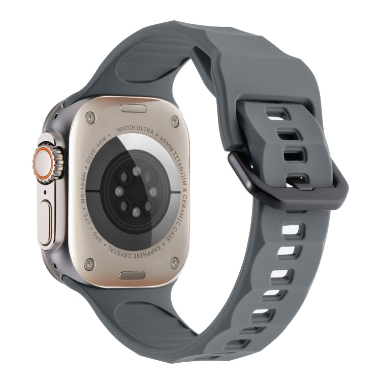 For Apple Watch 42mm Ripple Silicone Sports Watch Band(Dark Grey) - Watch Bands by PMC TechLife | Online Shopping South Africa | PMC TechLife