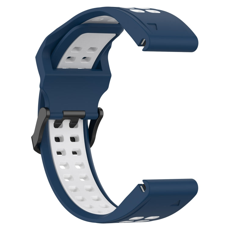 For Garmin  Instinct 2 Solar 22mm Two-Color Reverse Buckle Silicone Watch Band(Blue+White) - Watch Bands by PMC Jewellery | Online Shopping South Africa | PMC Jewellery