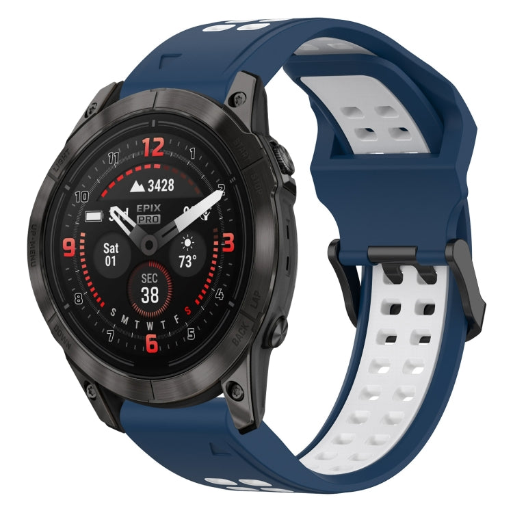 For Garmin Epix Pro 47mm 22mm Two-Color Reverse Buckle Silicone Watch Band(Blue+White) - Watch Bands by PMC TechLife | Online Shopping South Africa | PMC TechLife