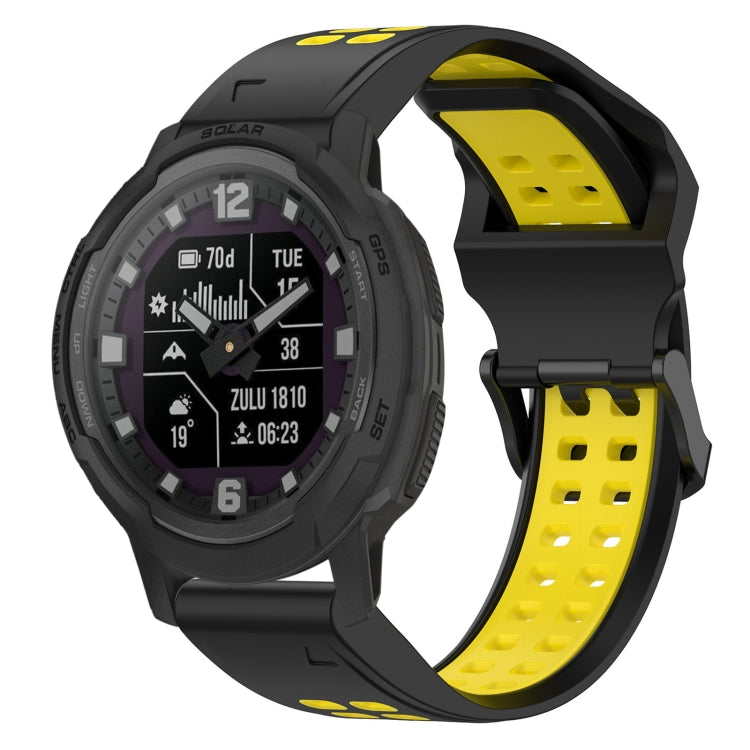 For Garmin Instinct Crossover 22mm Two-Color Reverse Buckle Silicone Watch Band(Black+Yellow) - Watch Bands by PMC TechLife | Online Shopping South Africa | PMC TechLife