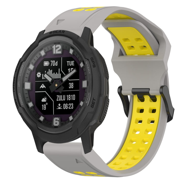 For Garmin Instinct Crossover 22mm Two-Color Reverse Buckle Silicone Watch Band(Grey+Yellow) - Watch Bands by PMC TechLife | Online Shopping South Africa | PMC TechLife