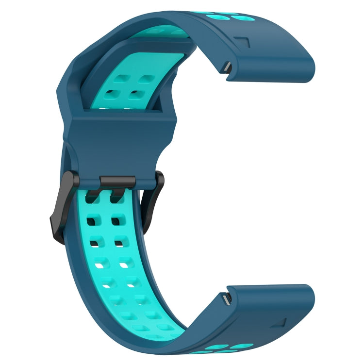 For Garmin Instinct Crossover 22mm Two-Color Reverse Buckle Silicone Watch Band(Blue+Teal) - Watch Bands by PMC Jewellery | Online Shopping South Africa | PMC Jewellery